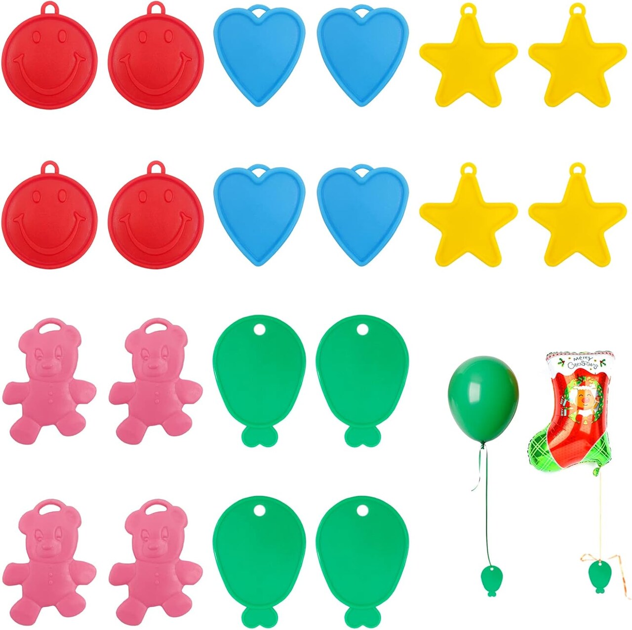 20 PCS Balloon Weights, Colorful Plastic Balloon Weights, Heart Star Smiley Bear Balloon Shaped Helium Balloon Weights for Party Decor (color and shape random)